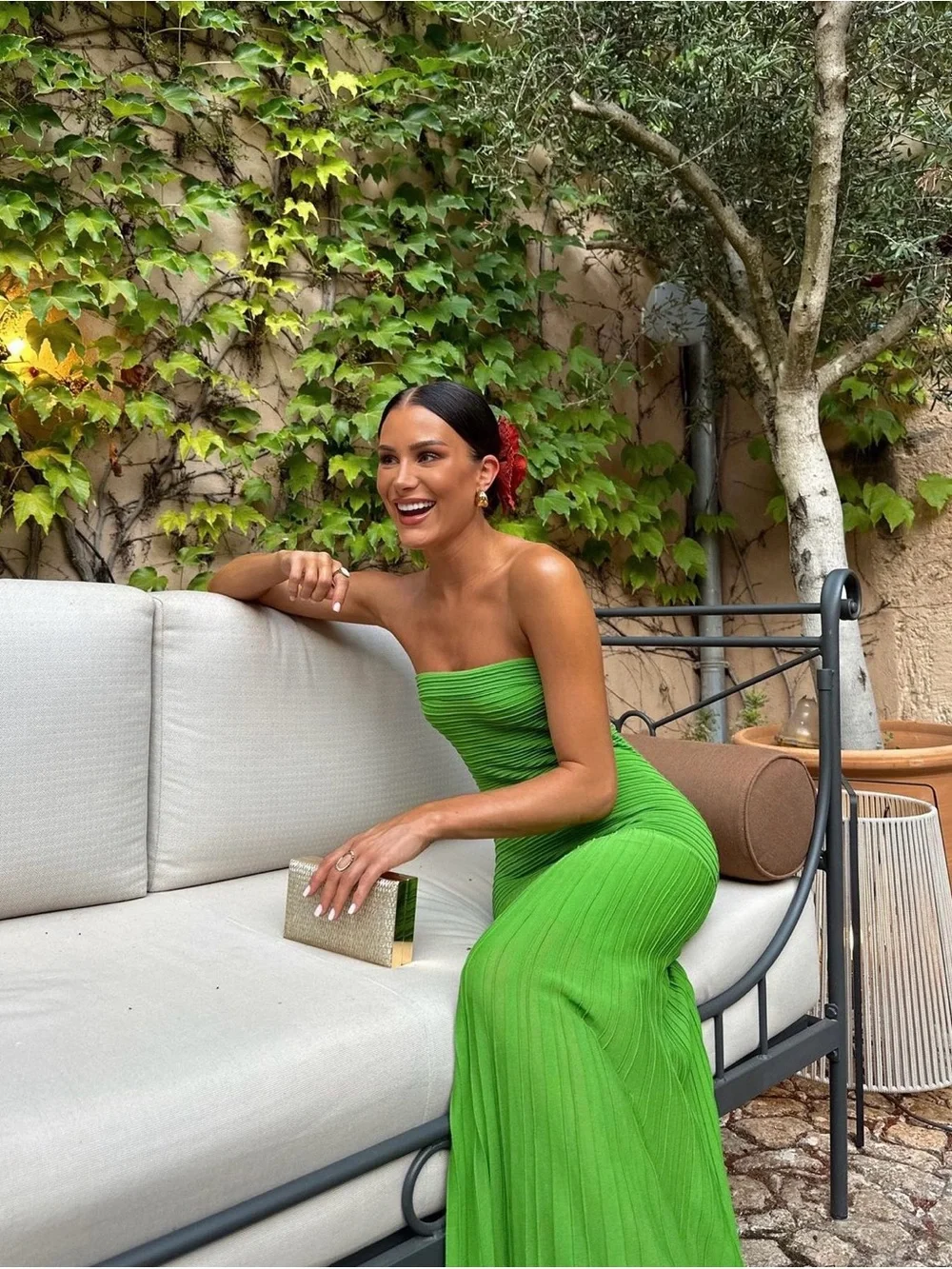 COS Strapless Bright Green Knitted Maxi Dress - Picture 5 of 5